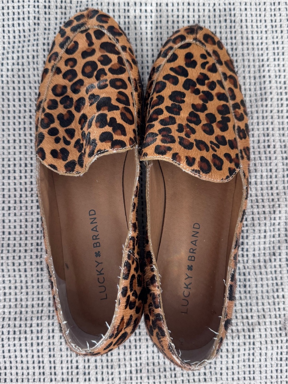 Lucky Brand Leopard Calf Leather Print Slip-On Loafers Sz 6.5/37